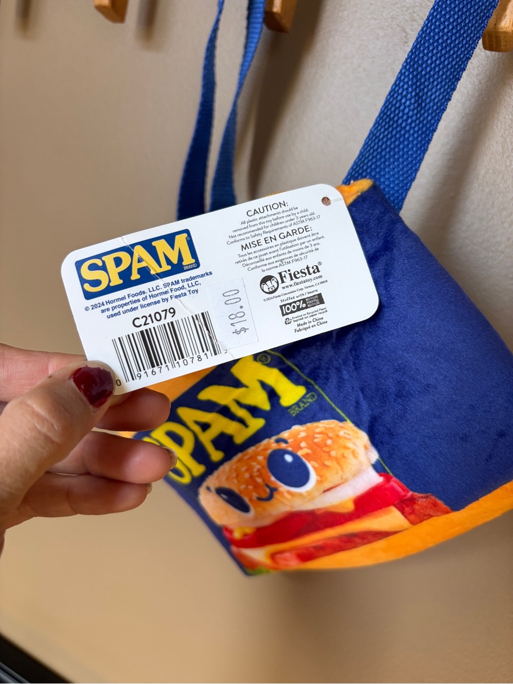 Fiesta Blue & Yellow SPAM Character Crossbody Bag with Orange Trim - Picture 2 of 3